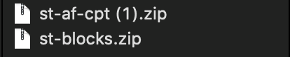 「st-af-cpt.zip」「st-blocks.zip」をアップロード