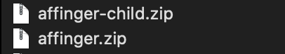 「affinger.zip」→「affinger-child.zip」の順番でアップロード