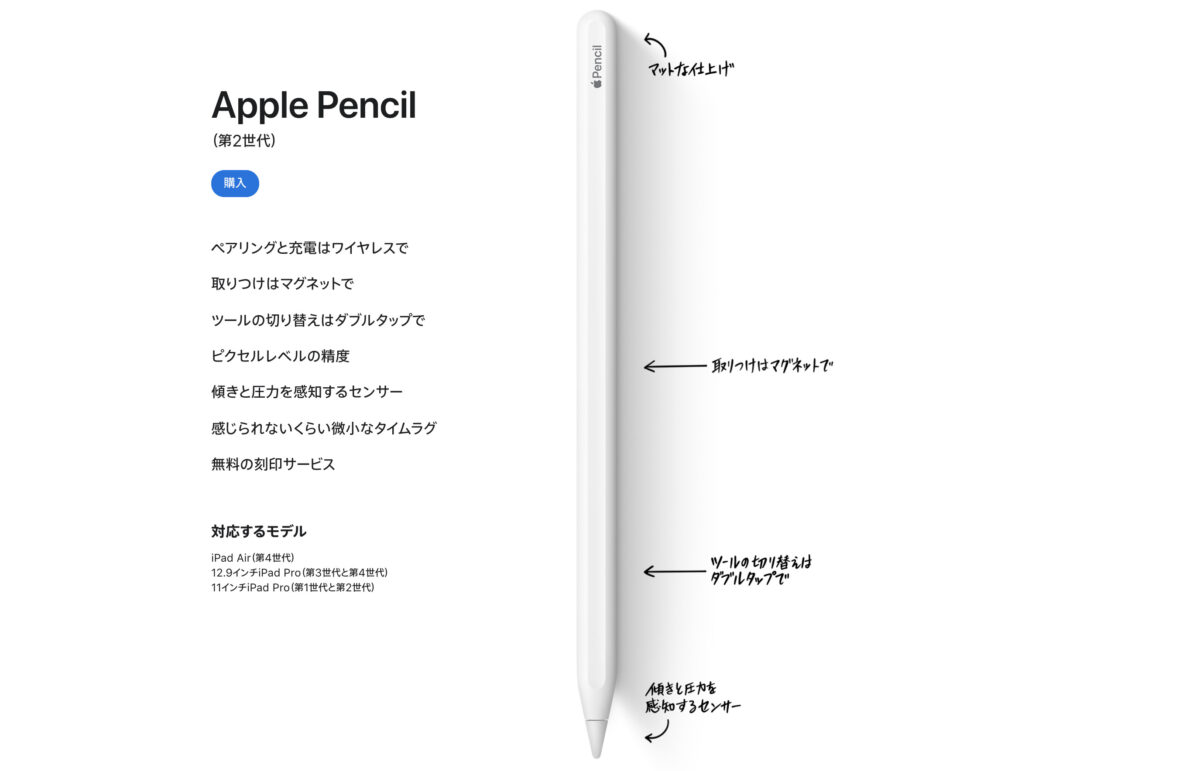 apple pencil 第2世代 純正 刻印あり ダブルタップ機能×Appleペン先